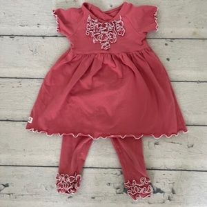 Missie Moosie Boutique Toddler Girl Set Ruffle Pants Tunic Shirt Pink White 2T